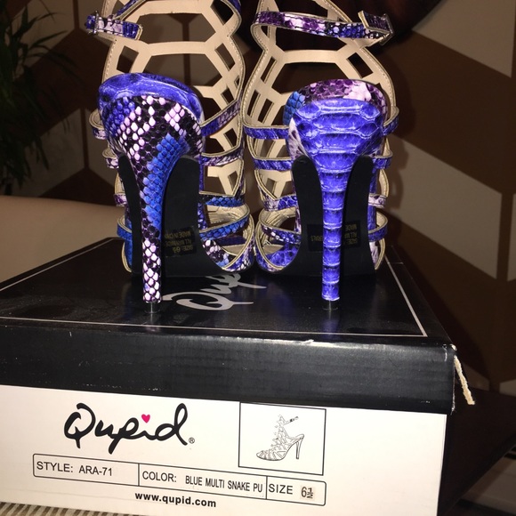 Qupid Blue & Purple Snakeskin Sandal - Picture 4 of 8